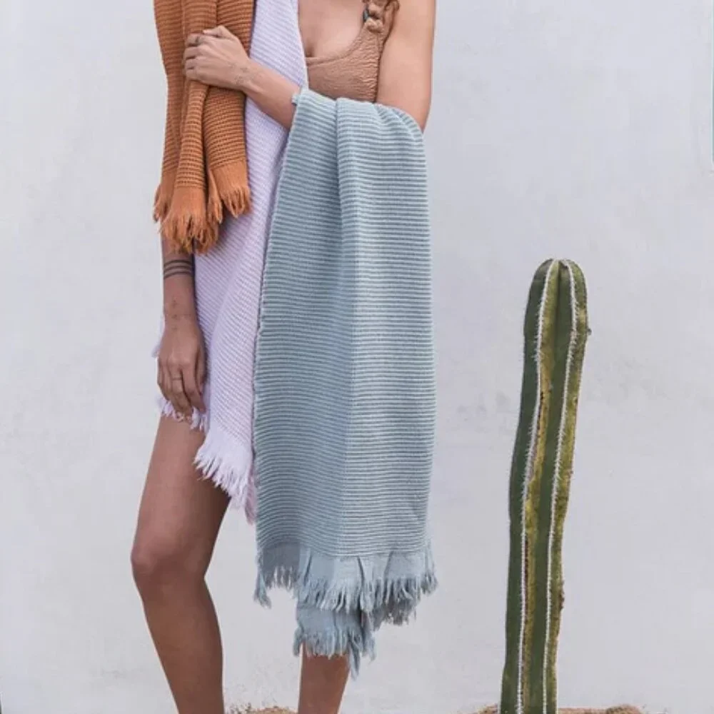 House No. 23 Blue Ella Waffle Towel